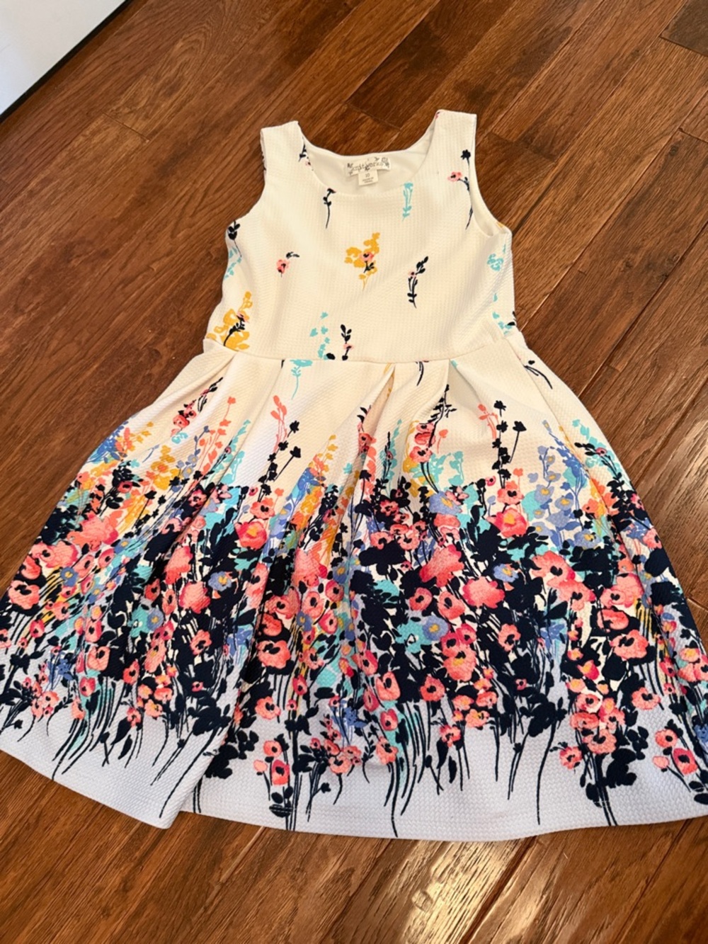 Knitworks White Floral Fit-and-Flare Dress